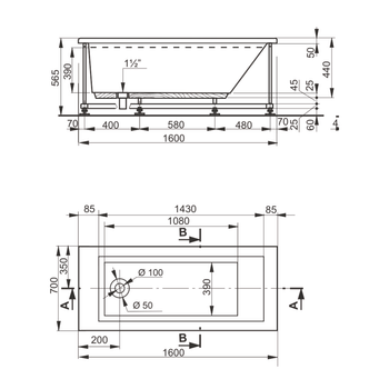 Veedi Ванна акриловая Anica 160х70 с каркасом SET13016070 — фото 1, Акриловые ванны