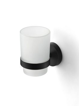 Подстаканник одинарный, черный матовый, матовое стекло, сплав металлов, Sena, IDDIS, SENSBG1i45 — фото 1, Аксессуары для ванной