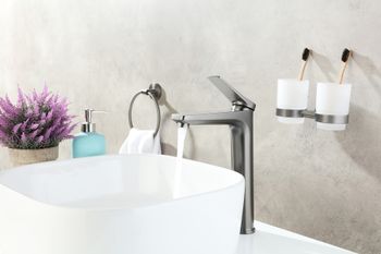 Bronx Смеситель для раковины, выс.монолит.излив225мм дон.клап.Click/Clack,р/ОД, графит, LM, LM3709GM — фото 1, Смесители для раковины