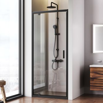 W90G-90-1P-BT Gem дверь душевая распашн 90x195,черный, стекло прозрачн — фото 4, Душевые двери в нишу