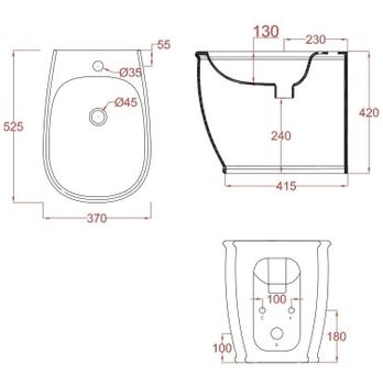 Биде Artceram Azuley напольное с одним отверстием цвет белый AZB002 01 00 — фото 1, Биде напольные