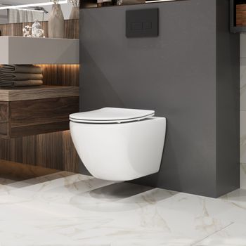 Унитаз подвесной Grossman GR-4457SQ (520х360х320) безободковый,смыв торнадо,белый с тонкой крышкой,микролифт,1 место — фото 6, Подвесные унитазы