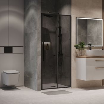 Дверь в нишу Niagara Nova NG-85-10TB (100х195) черный матовый,стекло тонированное,дверь раздвижная,1 место — фото 3, Душевые двери в нишу