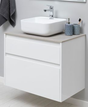 Тумба под раковину Aquanet Nova Lite 75 белый (2 ящика) 00242272 — фото 1, Тумбы под раковину