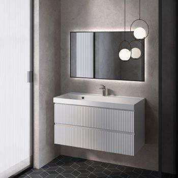 AQM900110WH "S1" тумба под умывальник подвесная 100 см., цвет белый глянец. — фото 4, Тумбы под раковину