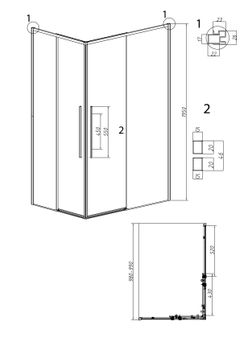 1/2 душевого ограждения Grossman Galaxy 1/2.K33.01.10.21.10 (100х195) черный матовый,стекло тонированное, 1 место — фото 10, Душевые кабины и ограждения