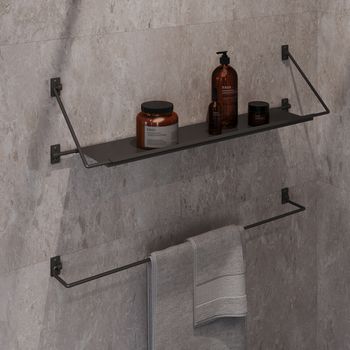 Полка-вешалка Niagara Nova NG1020B (100 см) черный матовый,1 место — фото 2, Полки для ванной и душа