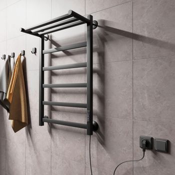 Товар: Полотенцесушитель электрический ВИД 81-10 ПРОФИЛЬНЫЙ с полкой 810х500, скр.монтаж, СНШ, черный матовый(RAL 9005), (Ferrum, равномерные перкаладины), Маргроид 8110p-8050-1083-9005R - фото 3 Полотенцесушитель электрический ВИД 81-10 ПРОФИЛЬНЫЙ с полкой 810х500, скр.монтаж, СНШ, черный матовый(RAL 9005), (Ferrum, равномерные перкаладины), Маргроид 8110p-8050-1083-9005R — фото 3, Электрические полотенцесушители