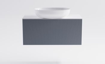 Тумба М-40 Slim 90см 1ящ NCS S 3005-R80B мат./волна, раковина Атрия бел гл., столешница Solid бел гл. 4631177714597 — фото 1, Тумбы с раковиной