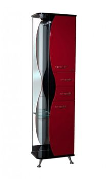 РИО-50 пенал с зеркалом комбин. черный/красный прав. 4623606021215 — фото 1, Пеналы для ванной комнаты