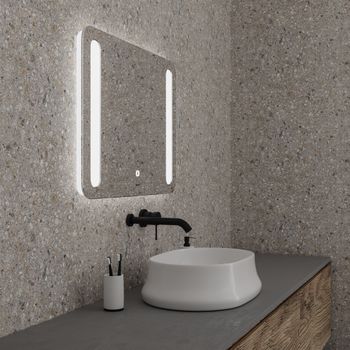 Зеркало LARA (900*800*45) LED с сенсорным выключателем и гравировкой 139080 — фото 2, Зеркала в ванную комнату