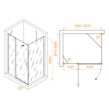 Душевой уголок RGW LE-044 (LE-004+Z-14) 1200x900 06124429-11 — фото 1, Душевые уголки