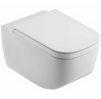 Комплект унитаз HATRIA NEXT Y1F101 Y1F301 подвесной безободковый с сиденьем с крышкой с плавным опусканием цвет белый — фото 1, Подвесные унитазы