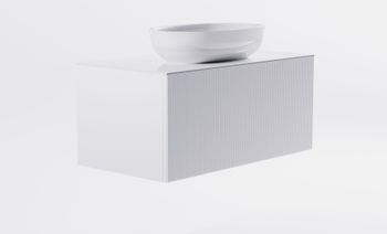 Тумба М-40 100см 1ящ цв белый мат./волна, раковина Атрия бел гл., столешница Solid бел гл. 4631177713316 — фото 4, Тумбы с раковиной