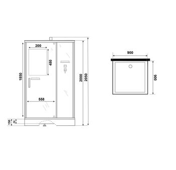 Душевая кабина Niagara Standart ST90/15Q/BK (90х90х200) квадрат,поддон 15см,распашная,проф.белый,без крыши,3 места — фото 11, Душевые кабины