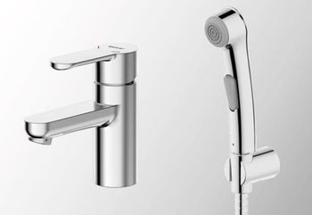 Смеситель для раковины с гигиеническим душем Bravat Stream F13783C-3, хром — фото 1, Смесители для раковины