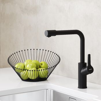 710771300_xxx Merkur, смеситель для кухни L-излив, с каналом для фильтрованной воды, чёрный матовый — фото 1, Смесители для кухни