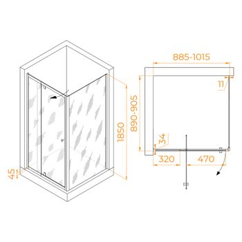 Душевой уголок RGW PA-32B (PA-02B + Z-050-1B) 900x900 41083299-014 — фото 1, Душевые уголки