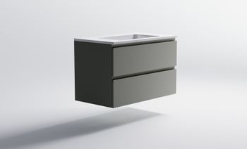 Нижний шкаф Альфа 90 с 2 ящиками серо-бежевый (NCS S 3502-Y матовый) + Раковина "Альфа 90" 3060007ncss3502-y+04010008 — фото 4, Тумбы с раковиной