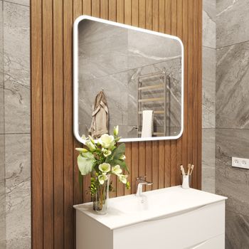 BOND M39ZE-10080 Зеркало прямоугольное 100х80см с LED подсветкой и сенсорным диммером — фото 8, Зеркала в ванную комнату