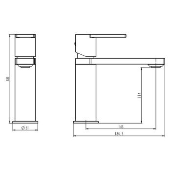 KUB смеситель умывальник, без д/к (черный) 54-020-ner — фото 1, Смесители для раковины