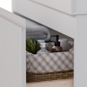 Тумба Lemark VEON 90 см под 1 раковину, подвесная/напольная, 2 ящика, цвет корпуса, фасада: Белый гл LM01V90T — фото 3, Тумбы под раковину