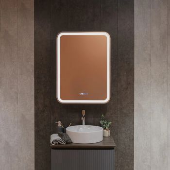 AQM9204 600х800 Зеркальный шкаф ЛЕВЫЙ с подсветкой, подогревом и часами, корпус Антрацит — фото 1, Зеркальные шкафы в ванную