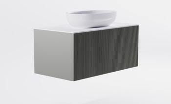 Тумба М-40 90см 1ящ цв NCS S 3502-y мат./волна, раковина Атрия бел гл., столешница Solid бел гл. 4631177713606 — фото 4, Тумбы с раковиной