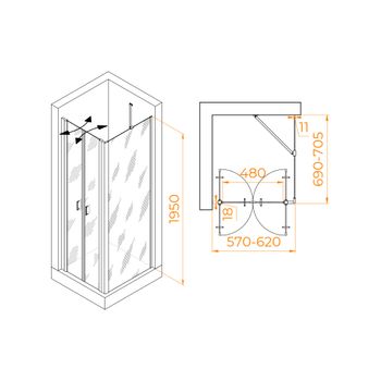 Душевой уголок RGW PA-144 (PA-104+Z-050-2+O-204) 600x700 060814467-11 — фото 1, Душевые уголки