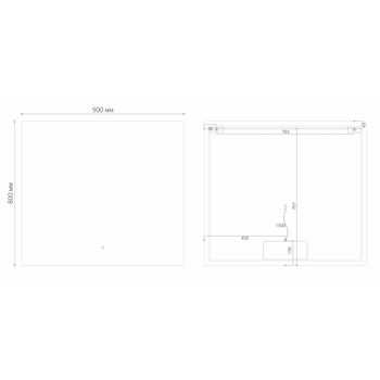 Зеркало PRAGMA-норма (900*800*45) LED с сенсорным выключателем и подогревом 189080 — фото 2, Зеркала в ванную комнату