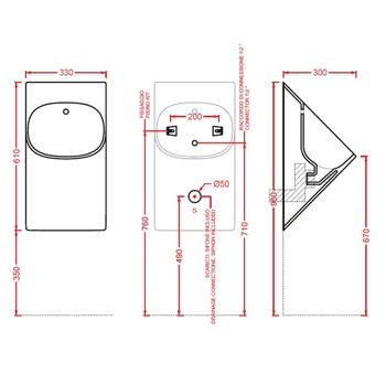 Писсуар Artceram La Fontana подвесной с сифоном и креплением saniglaze цвет белый LFO002 01 34 — фото 1, Писсуары