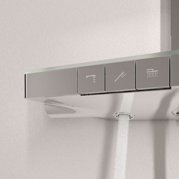 Душевая стойка SANCOS Vos с термостатическим смесителем, изливом, полкой, шлангом 1,5 м, верхним и ручным душем, цвет хром, арт. SC6100CH — фото 8, Душевые стойки