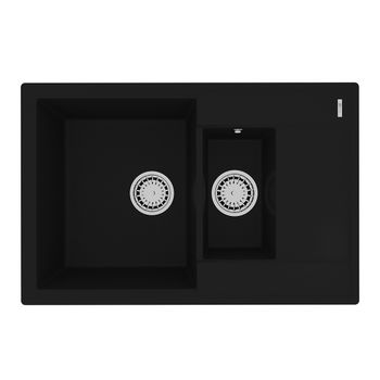 Кухонная мойка Lemark RAMZA 760 врезная прямоугольная с доп.чашей и крылом из кварцгранита, Антрацит 9910037 — фото 3, Кухонные мойки