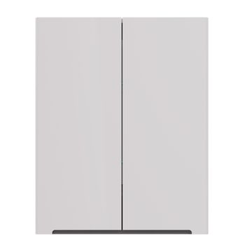 Шкаф Lemark BUNO 60 см подвесной, 2-х дверный, цвет планки: Серый, цвет корпуса, фасада: Белый гляне LM04B60SH — фото 4, Шкафы для ванной