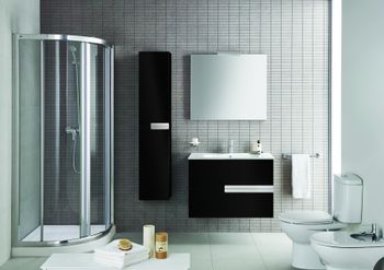 VICTORIA NORD Black Edition Шкаф-колонна 30, черный глянец, ROCA ZRU9000095 — фото 2, Шкафы для ванной