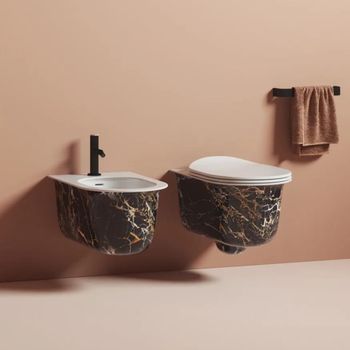 Биде Artceram CHIC подвесной с одним отверстием цвет Portoro gold CHB001 48 00 — фото 1, Биде подвесные