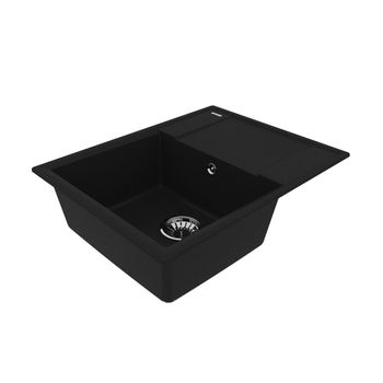 Кухонная мойка Lemark IMANDRA 640 врезная прямоугольная с крылом из кварцгранита, Антрацит 9910019 — фото 1, Кухонные мойки