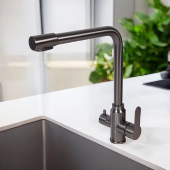 BOND Smart B65-0477 Смеситель для кухни под фильтр с краном для питьевой воды, графитовый цвет — фото 13, Смесители для кухни