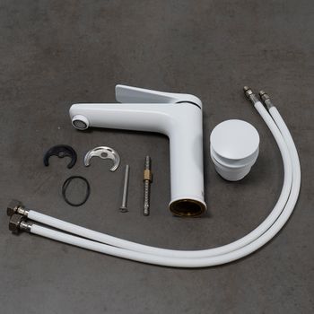 Bronx Смеситель для умывальника средний, монолитный, белый, LM, LM3737MW — фото 5, Смесители для раковины