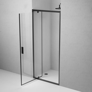 W90G-90-1P-BT Gem дверь душевая распашн 90x195,черный, стекло прозрачн — фото 3, Душевые двери в нишу