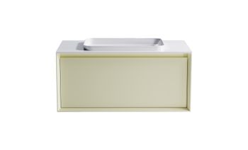 Тумба Фрейм 100 с 1ящ RAL1013 мат. с раковиной Антарес бел гл. и столешницей Solid бел гл. 4631177713958 — фото 1, Тумбы с раковиной