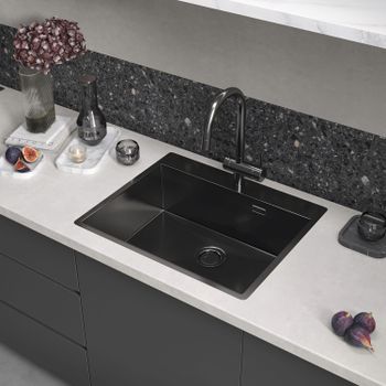 Кухонная мойка Reflexion Iseo RX2265BL оружейная сталь — фото 286, Кухонные мойки