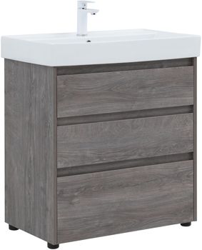 Тумба под раковину Aquanet Nova Lite 75 дуб рошелье (3 ящика) 00302473 — фото 1, Тумбы под раковину