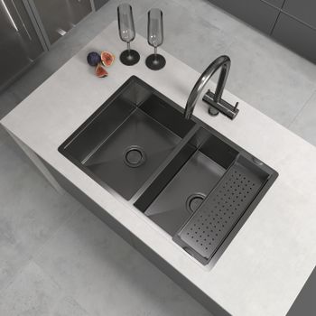 Кухонная мойка Reflexion Iseo RX2265BL оружейная сталь — фото 177, Кухонные мойки