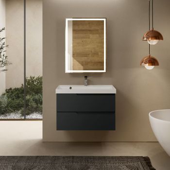 AQM900380GM "S3" тумба под умывальник подвесная 80 см., цвет антрацит. — фото 1, Тумбы под раковину