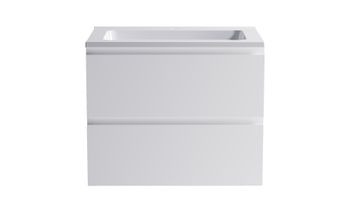 Нижний шкаф Альфа 70 с 2 ящиками белый матовый + Раковина "Альфа 70" 03060004+04010006 — фото 1, Тумбы с раковиной