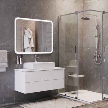 BOND M39ZE-10080 Зеркало прямоугольное 100х80см с LED подсветкой и сенсорным диммером — фото 10, Зеркала в ванную комнату