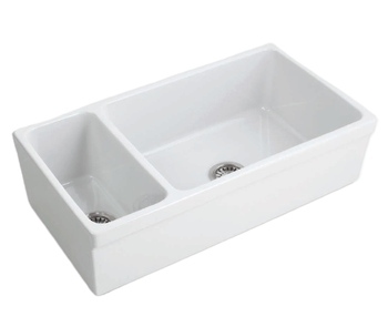 Кухонная мойка SIMAS LAVABI накладная двойная глазированная с 4 сторон без отверстий цвет белый Q542 — фото 1, Кухонные мойки