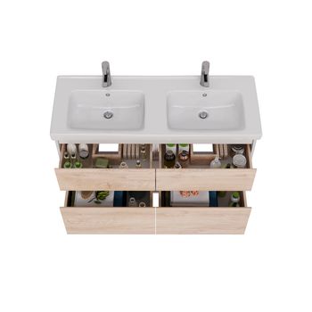 Тумба Lemark COMBI 125 см под 2 раковины, подвесная/напольная,4 ящика, цвет фасада: Дуб кантри, цвет LM03C125T-dub — фото 2, Тумбы под раковину