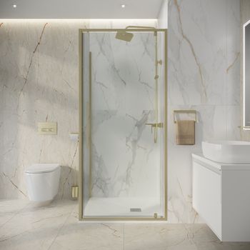 Душевое ограждение Niagara Nova NG-45-9ASG-A80SG-34 (90х80х195) прямоугольник,распашная,золото сатин,стекло прозрачное,2 места — фото 4, Душевые уголки